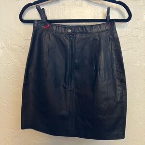 100% Genuine Leather Black Mini Skirt